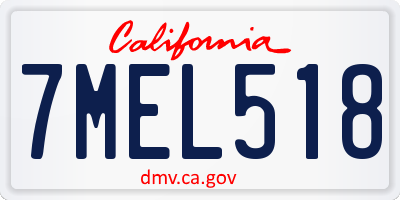 CA license plate 7MEL518