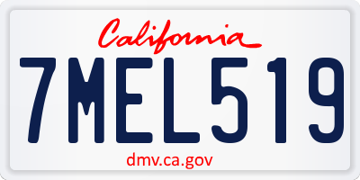 CA license plate 7MEL519