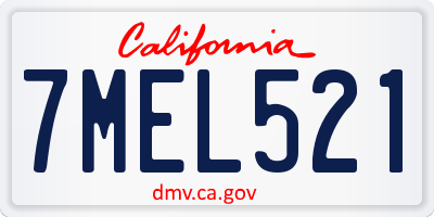 CA license plate 7MEL521