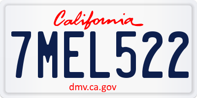 CA license plate 7MEL522
