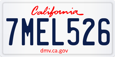 CA license plate 7MEL526