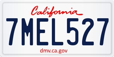 CA license plate 7MEL527