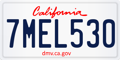 CA license plate 7MEL530