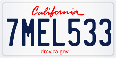 CA license plate 7MEL533