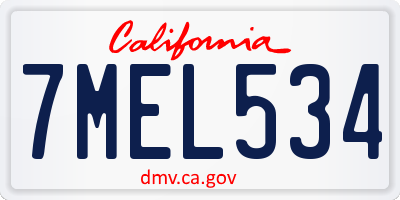 CA license plate 7MEL534