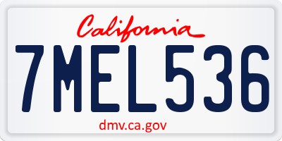 CA license plate 7MEL536