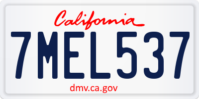CA license plate 7MEL537