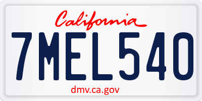 CA license plate 7MEL540