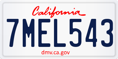 CA license plate 7MEL543
