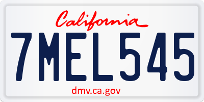 CA license plate 7MEL545