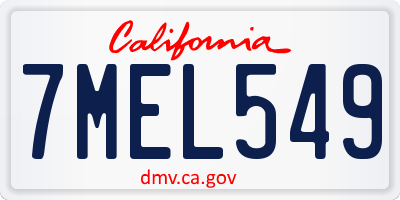 CA license plate 7MEL549