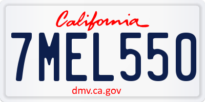 CA license plate 7MEL550