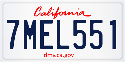 CA license plate 7MEL551