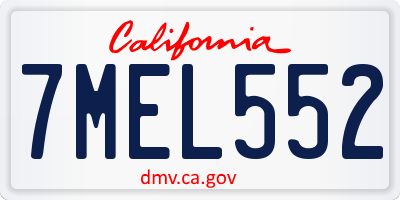 CA license plate 7MEL552