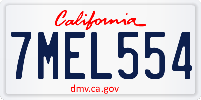 CA license plate 7MEL554