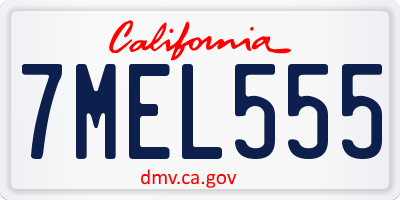 CA license plate 7MEL555