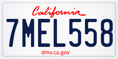 CA license plate 7MEL558