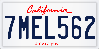 CA license plate 7MEL562