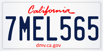 CA license plate 7MEL565