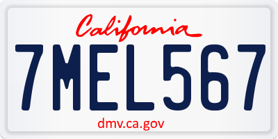 CA license plate 7MEL567