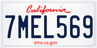 CA license plate 7MEL569