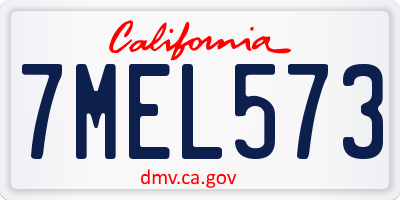 CA license plate 7MEL573