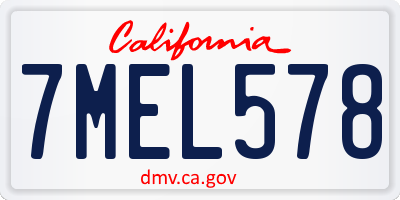 CA license plate 7MEL578