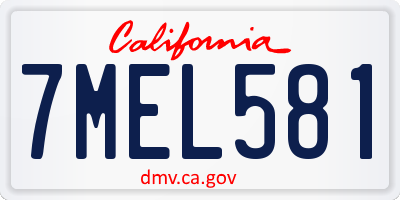 CA license plate 7MEL581