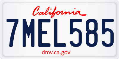 CA license plate 7MEL585