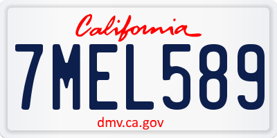 CA license plate 7MEL589