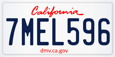 CA license plate 7MEL596