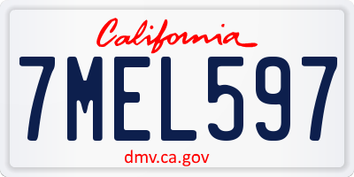 CA license plate 7MEL597