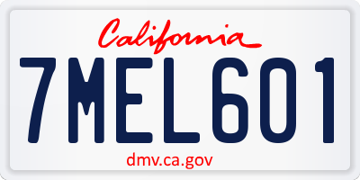 CA license plate 7MEL601