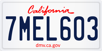 CA license plate 7MEL603
