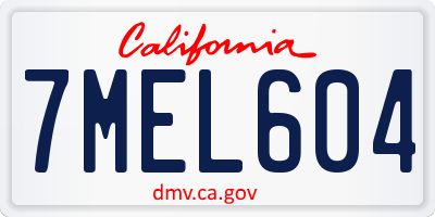 CA license plate 7MEL604