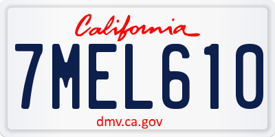 CA license plate 7MEL610