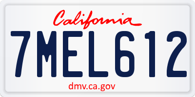 CA license plate 7MEL612