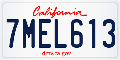 CA license plate 7MEL613