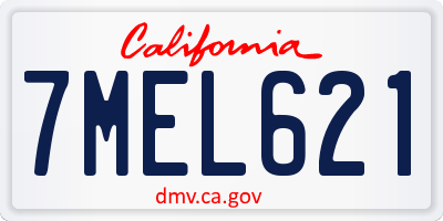 CA license plate 7MEL621