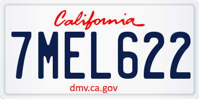 CA license plate 7MEL622