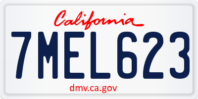 CA license plate 7MEL623