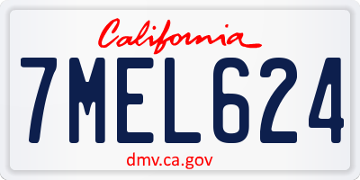 CA license plate 7MEL624