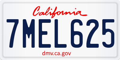 CA license plate 7MEL625