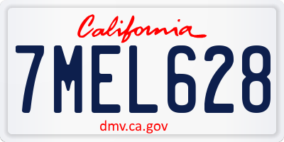 CA license plate 7MEL628