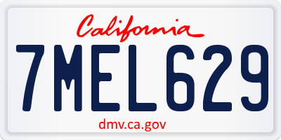 CA license plate 7MEL629