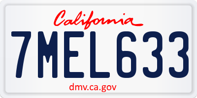CA license plate 7MEL633