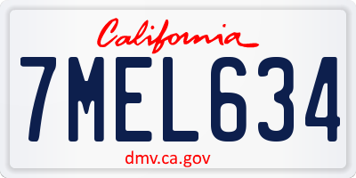 CA license plate 7MEL634