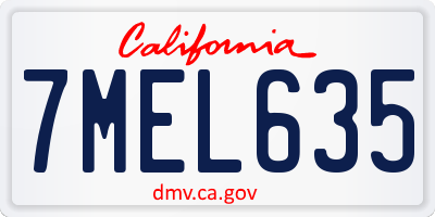 CA license plate 7MEL635