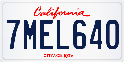 CA license plate 7MEL640