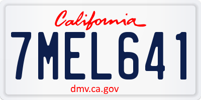 CA license plate 7MEL641